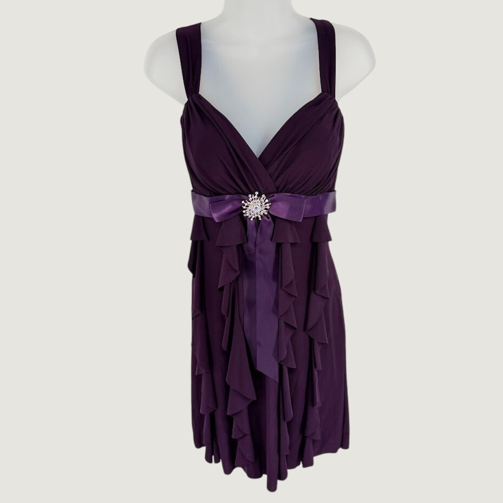 NEW Vintage Betsy & Adam Dress 12P Plum Ruffle HOCO Dark Fairy Y2K Whimsigoth